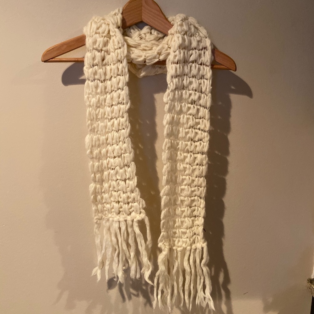 Hollister Cream Hand Knit Scarf